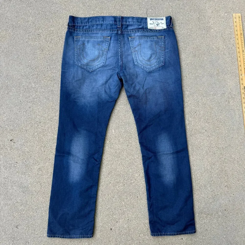 True Religion Slim Fit No Flap Pockets Denim Jeans 42 Dark Wash